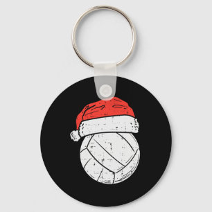 Volleyball Santa Hat Sports Christmas Xmas Keychain
