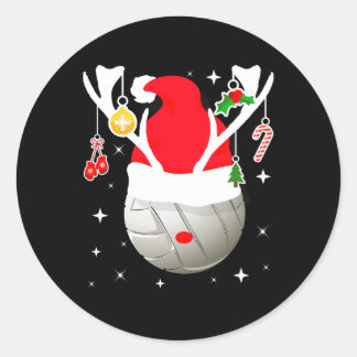 Volleyball Santa Reindeer Christmas Pajama Xmas Pj Classic Round Sticker
