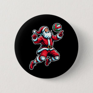 Volleyball Santa Xmas Tree Funny Christmas Player Button