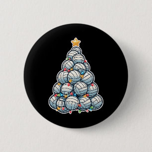 Volleyball Santa Xmas Tree Funny Christmas Player Button