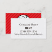 Volleyball; Scarlet Red Stripes Business Card (Front/Back)