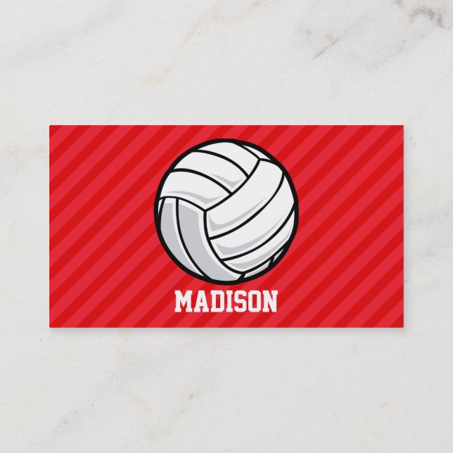 Volleyball; Scarlet Red Stripes Business Card (Back)