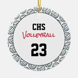 Volleyball School Team Sports Player NUMBER Fun Ceramic Ornament