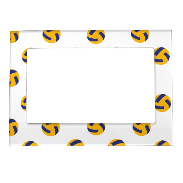 Volleyball Seamless Pattern, Volley Player Gift Magnetic Frame (Front)