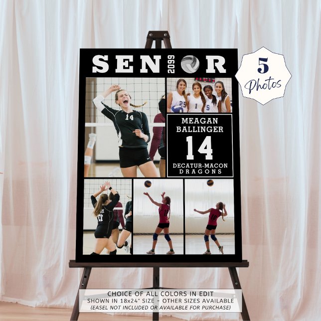 Volleyball Senior Graduation 5 Photo Collage Foam Board (Creator Uploaded)