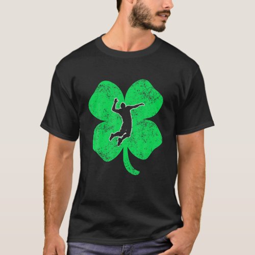 Volleyball Shamrock Retro St Patricks Day Irish Sp T_Shirt