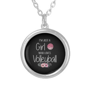 Volleyball Shirt For Girls Teens Women Cute Silver Plated Necklace