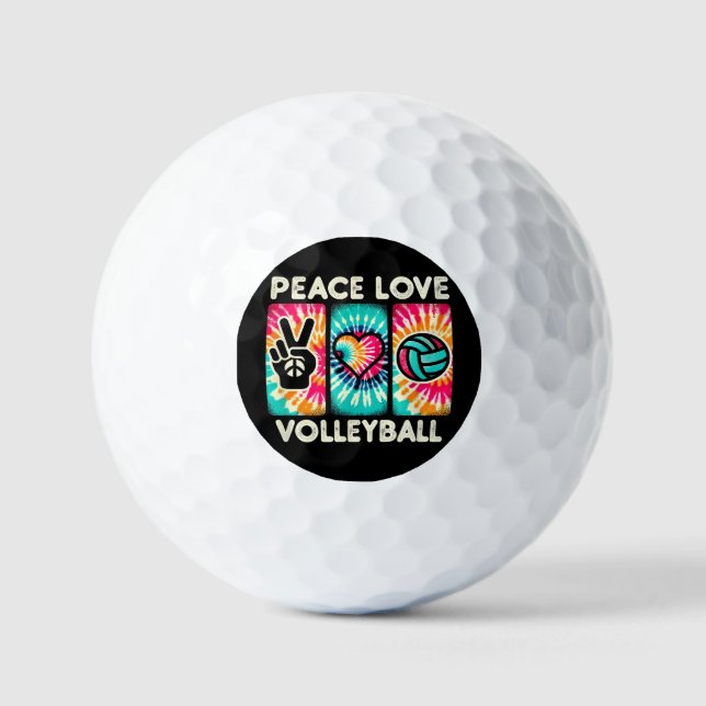 Volleyball Shirt For Teens Women Girls Peace Love  Golf Balls (Front)