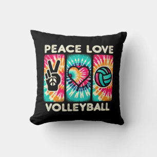 Volleyball Shirt For Teens Women Girls Peace Love Throw Pillow