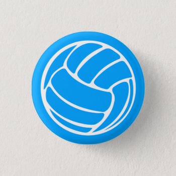 Volleyball Silhouette Button Blue by sportsdesign at Zazzle