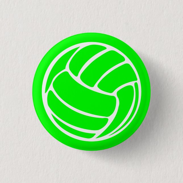 Volleyball Silhouette Button Green (Front)