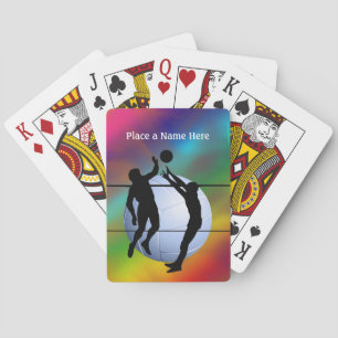 Volleyball silhouette Players and Ball personalize Poker Cards