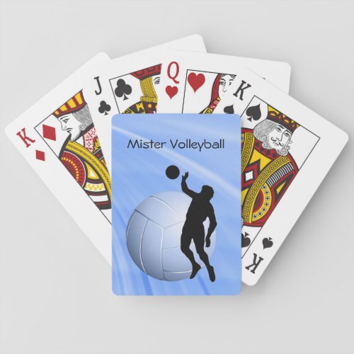 Volleyball Silhouetted Player and Ball personalize Playing Cards