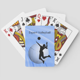 Volleyball Silhouetted Player and Ball personalize Poker Cards