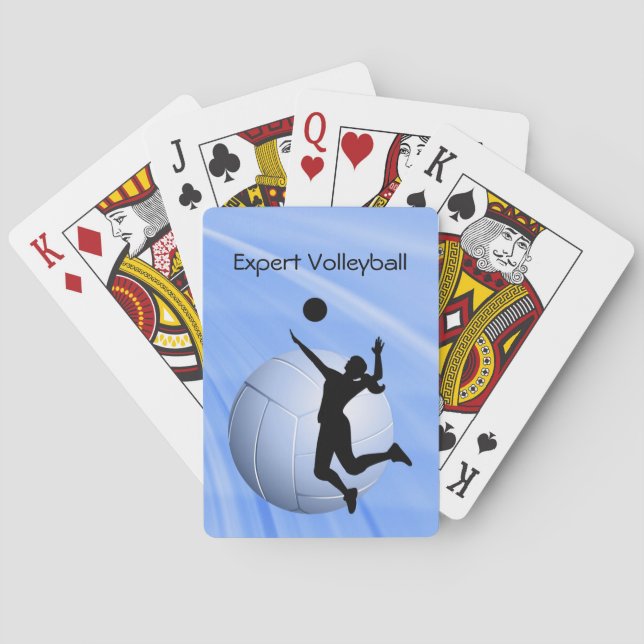 Volleyball Silhouetted Player and Ball personalize Poker Cards (Back)