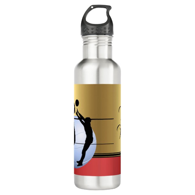 Volleyball Silhouetted Players Ball personalize Stainless Steel Water Bottle (Front)