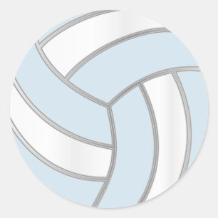 Volleyball Silver, White & DIY Background Color Classic Round Sticker
