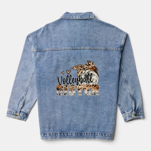 Volleyball Sister Volleyball Player Sister Volleyb Denim Jacket