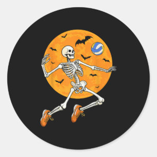 Volleyball Skeleton Soky Boys Halloween Volleyball Classic Round Sticker