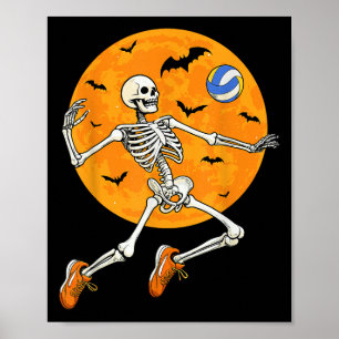 Volleyball Skeleton Soky Boys Halloween Volleyball Poster