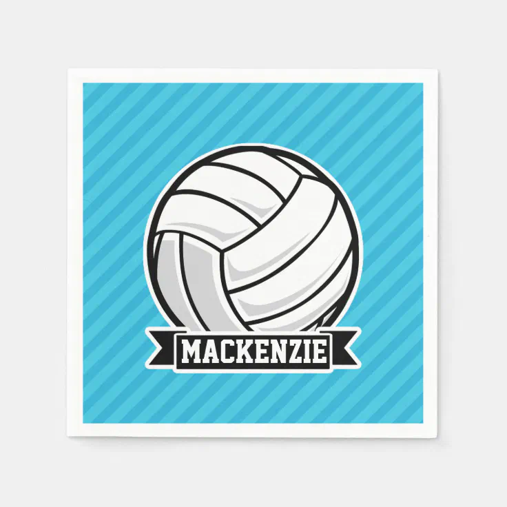 Volleyball; Sky Blue Stripes Paper Napkins Zazzle