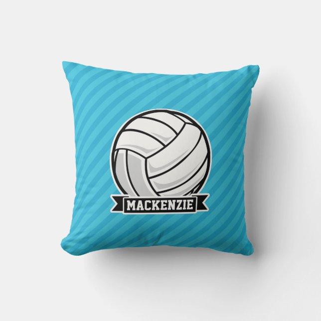 Volleyball; Sky Blue Stripes Throw Pillow (Front)