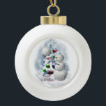 Volleyball Snowman Christmas Ceramic Ball Christmas Ornament<br><div class="desc">Volleyball Snowman is just too darn cute and will be loved by all volleyball fans. Fully customizable to personalize with your photos and text if you like.</div>