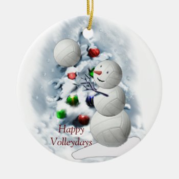 Volleyball Snowman Christmas Ceramic Ornament by TheSportofIt at Zazzle