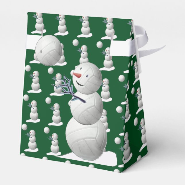 Volleyball Snowman Christmas Favor Boxes (Back Side)