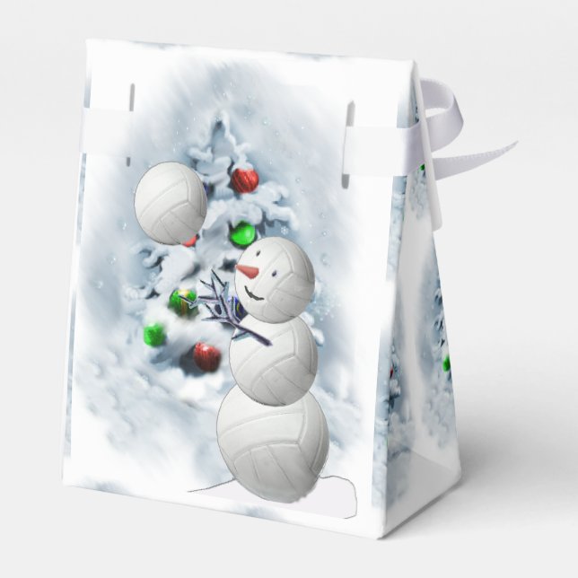Volleyball Snowman Christmas Favor Boxes (Back Side)
