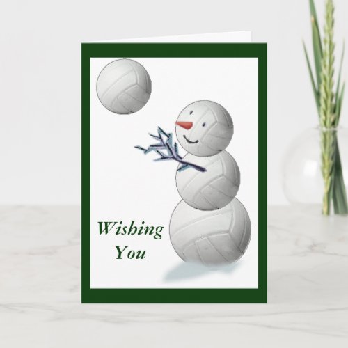 Volleyball Snowman Christmas Holiday Card