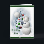 Volleyball Snowman Christmas Holiday Card<br><div class="desc">Cute volleyball snowman is wishing you and yours Happy Volley-days! Fun Christmas merchandize and gift ideas for lovers of the sport of volleyball.</div>