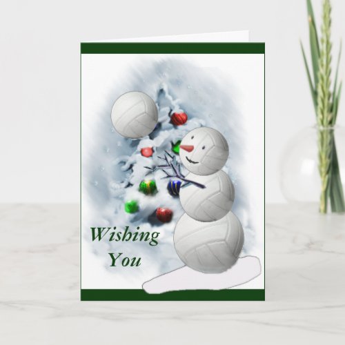 Volleyball Snowman Christmas Holiday Card