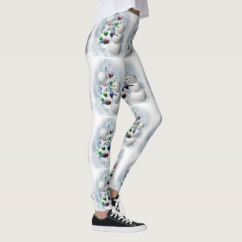 Volleyball Snowman Christmas  Leggings by TheSportofIt at Zazzle