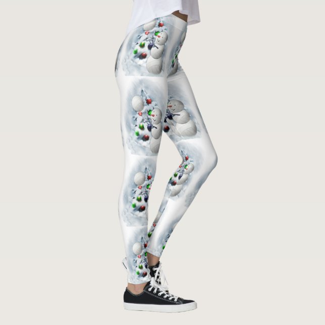 Volleyball Snowman Christmas  Leggings (Right)