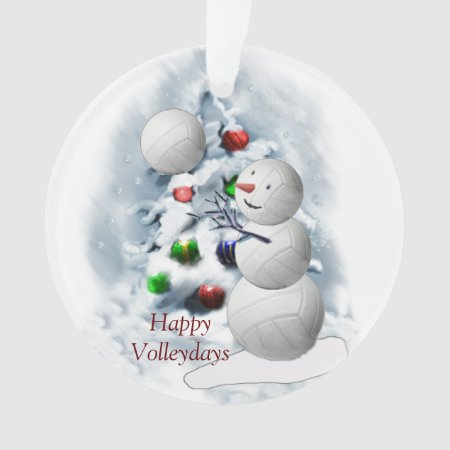Volleyball Snowman Christmas Ornament