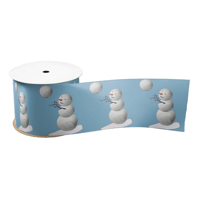 Volleyball Snowman Christmas Satin Ribbon (Spool)