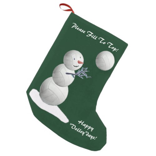 Volleyball Snowman Christmas Small Christmas Stocking