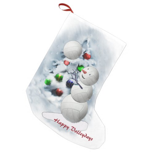 Volleyball Snowman Christmas Small Christmas Stocking