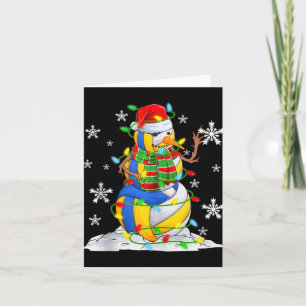 Volleyball Snowman Christmas Tree Lights Xma Card