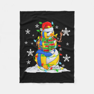 Volleyball Snowman Christmas Tree Lights Xmas Pjs  Fleece Blanket