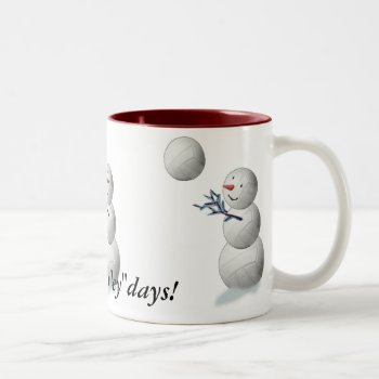 Volleyball Snowman Christmas Two-tone Coffee Mug by TheSportofIt at Zazzle