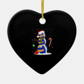 Volleyball Snowman Funny Christmas Pajamas Matchin Ceramic Ornament