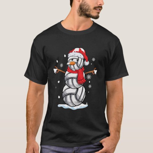 Volleyball Snowman Funny Christmas Volleyball Love T_Shirt