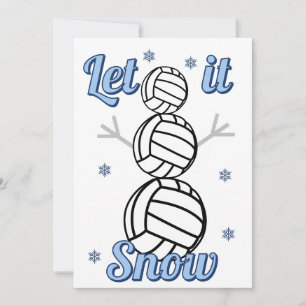 Volleyball Snowman Let It Snow Flat Holiday Card