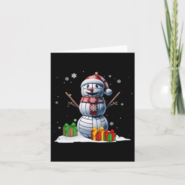 Volleyball Snowman Men Boy Christmas Volleyball Pl Card (Front)