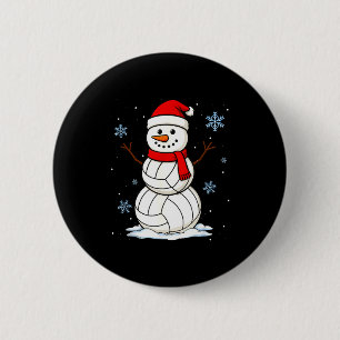 Volleyball Snowman Merry Christmas Funny Srts Xmas Button