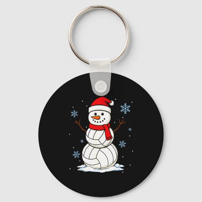 Volleyball Snowman Merry Christmas Funny Srts Xmas Keychain (Front)