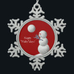 Volleyball Snowman Snowflake Pewter Christmas Ornament<br><div class="desc">What a cutie pie this adorable snowman is... ...  a great ornament to adorn the Christmas tree for any sports lover.</div>
