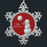 Volleyball Snowman Snowflake Pewter Christmas Ornament<br><div class="desc">What a cutie pie this adorable snowman is... ...  a great ornament to adorn the Christmas tree for any sports lover.</div>